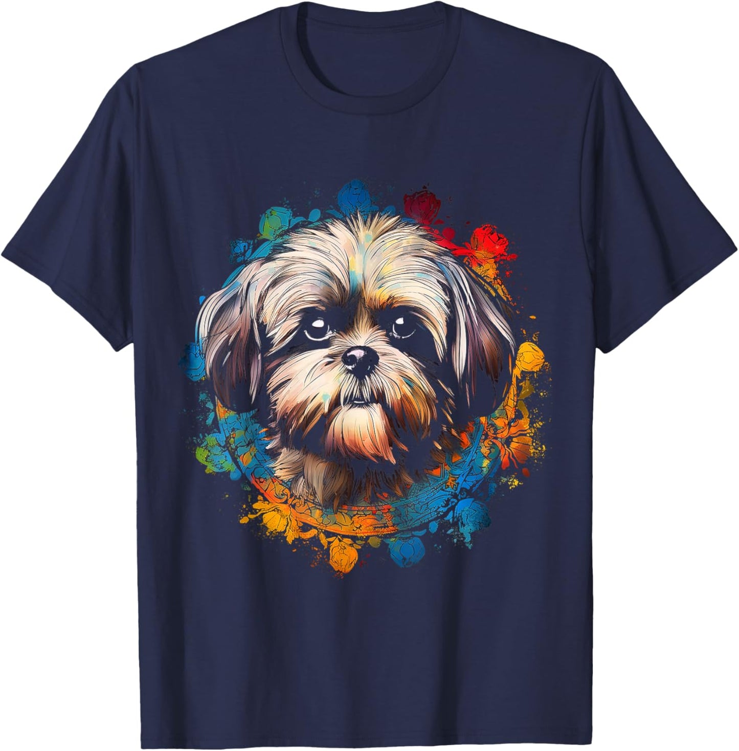 Shih Tzu Graphic Pet Art Dog Shih Tzu T-Shirt - T-Shirt | Navy