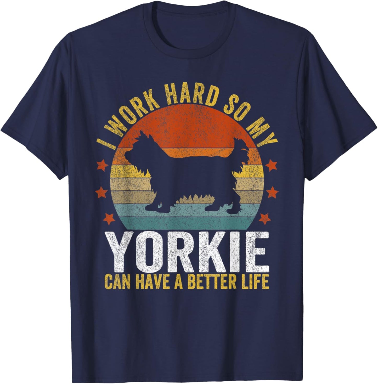 Funny Yorkie Mom Yorkie Dad Yorkshire Terrier Lover Retro T-Shirt - T-Shirt | Navy