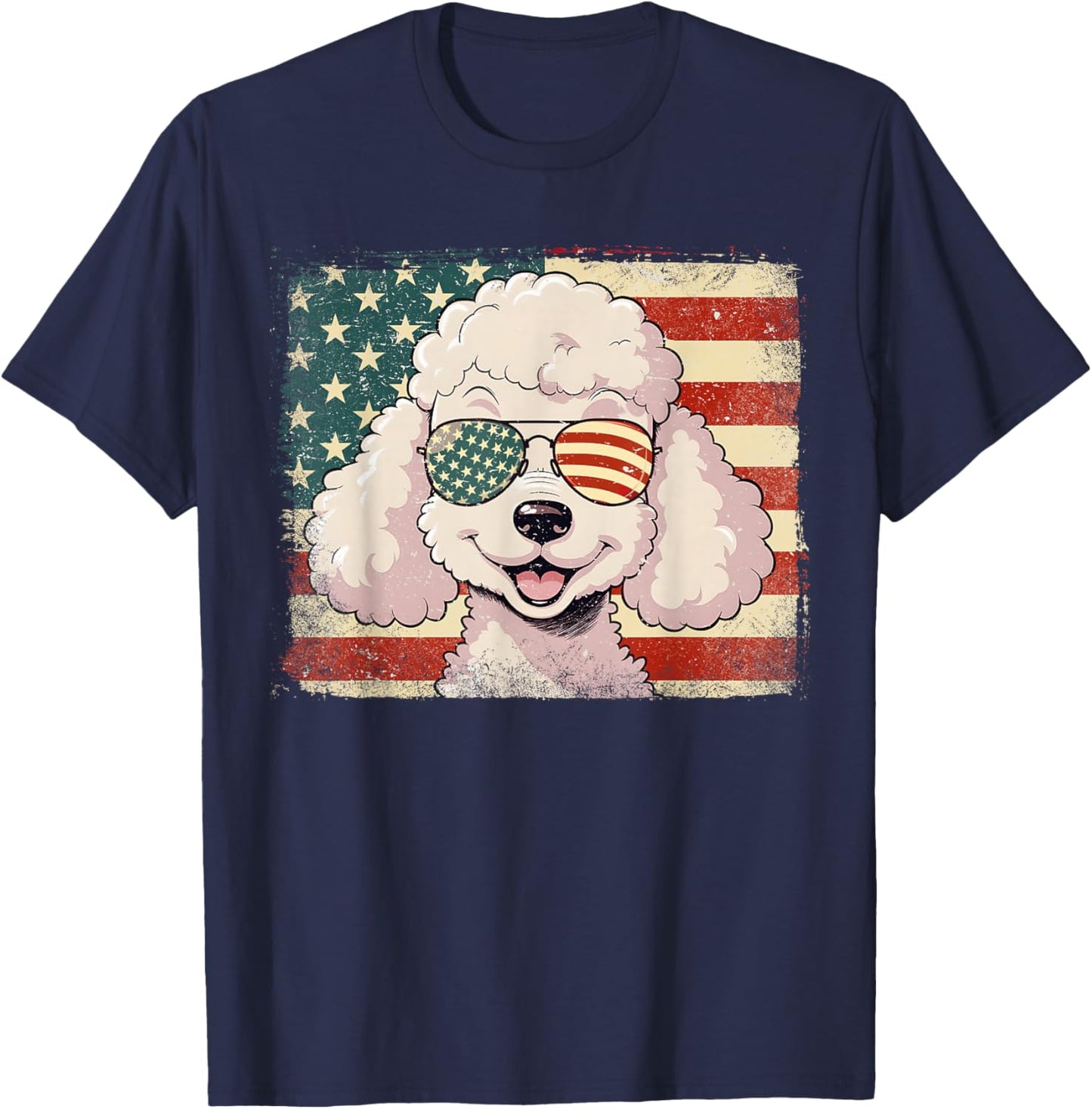Patriotic Toy Poodle Dog Lover USA Flag 4th Of July T-Shirt - T-Shirt | Navy