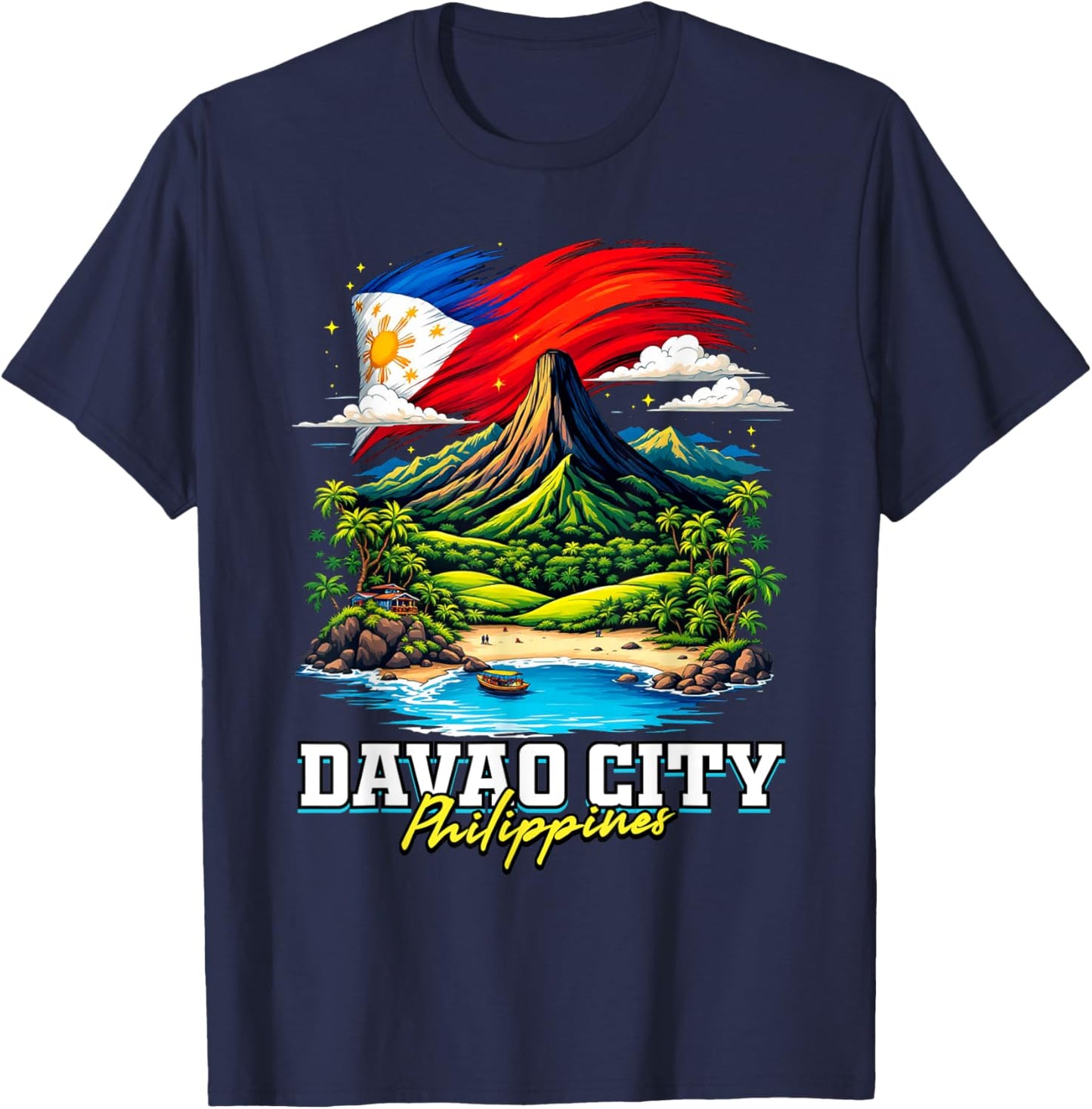 Davao City Philippines Souvenir Filipino Flag T-Shirt - T-Shirt | Navy