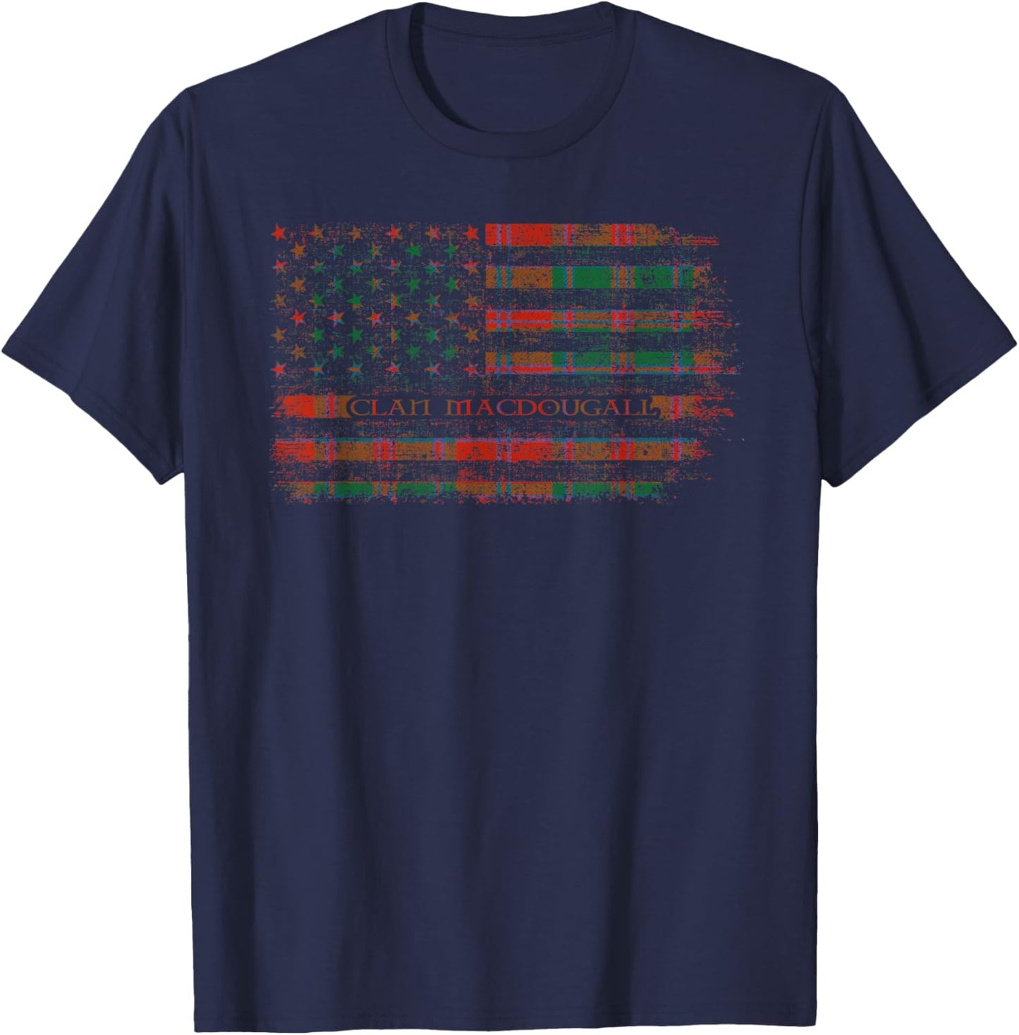 Clan MacDougall-Clans Originaux Scottish tartan US flag T-Shirt - T-Shirt | Navy