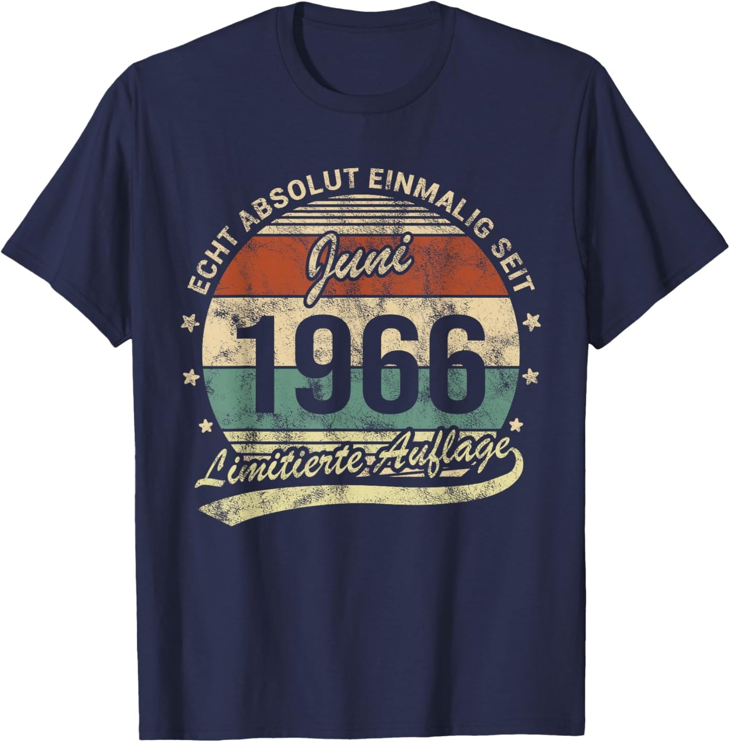 60. Geburtstag Echt Absolut Einmalig Seit Juni 1966 Retro T-Shirt - T-Shirt | Navy