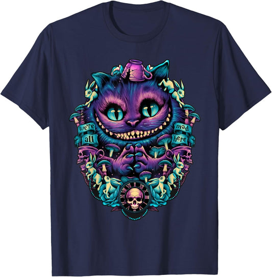 Cheshire Cat Shirt Alice in Wonderland Graphic T-Shirt - T-Shirt | Navy