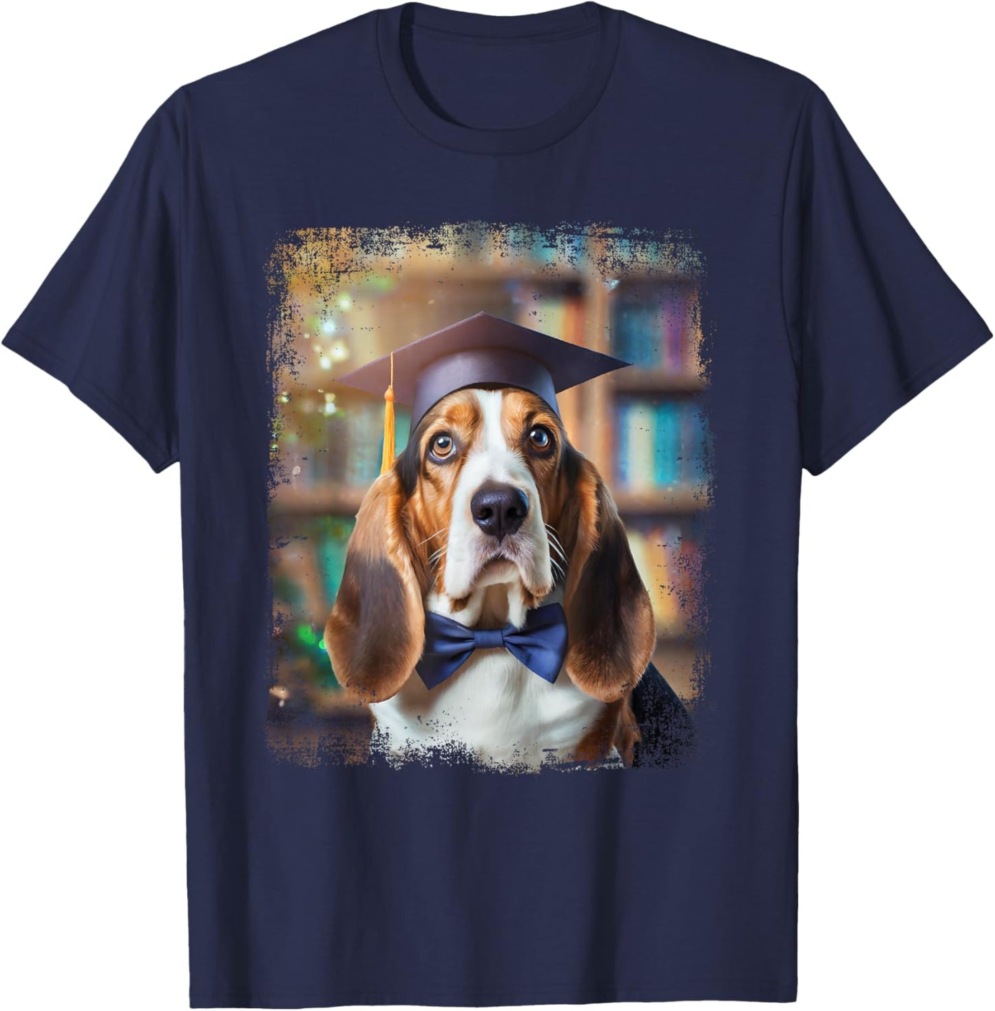 Vintage Graduation Basset Hound Dog Senior High School Gift Women Kids T-Shirt - T-Shirt | Navy