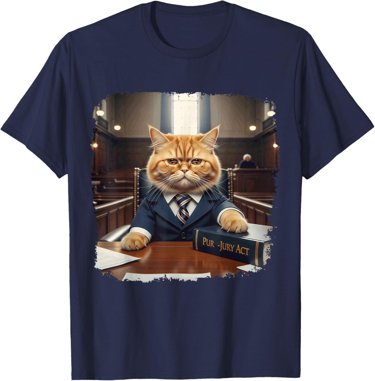 Funny Law Student School Justice Meme in Court Cat Lawyer T-Shirt - T-Shirt | Navy