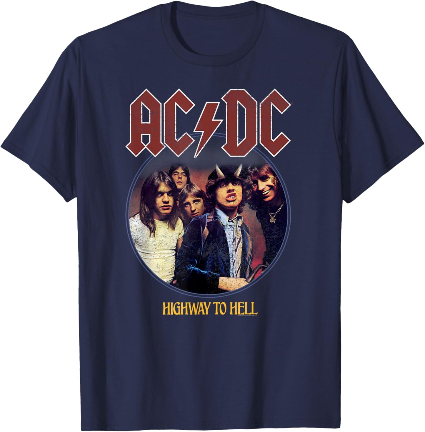 Official AC/DC Highway To Hell Rock Music Band Album Logo T-Shirt - T-Shirt | Navy
