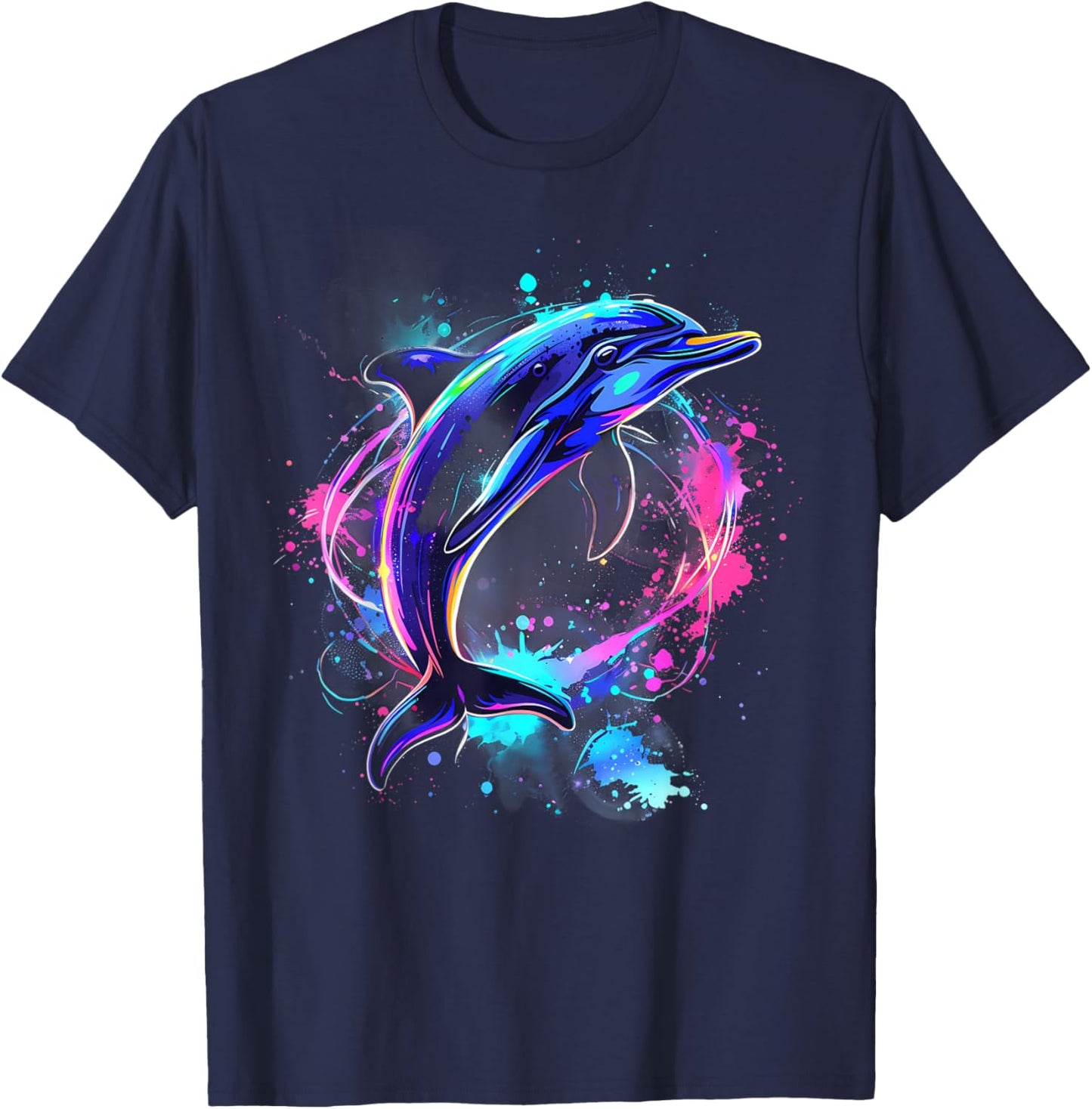 Dolphin Watercolor Sea Ocean Animal Ocean Sea Dolphin T-Shirt - T-Shirt | Navy