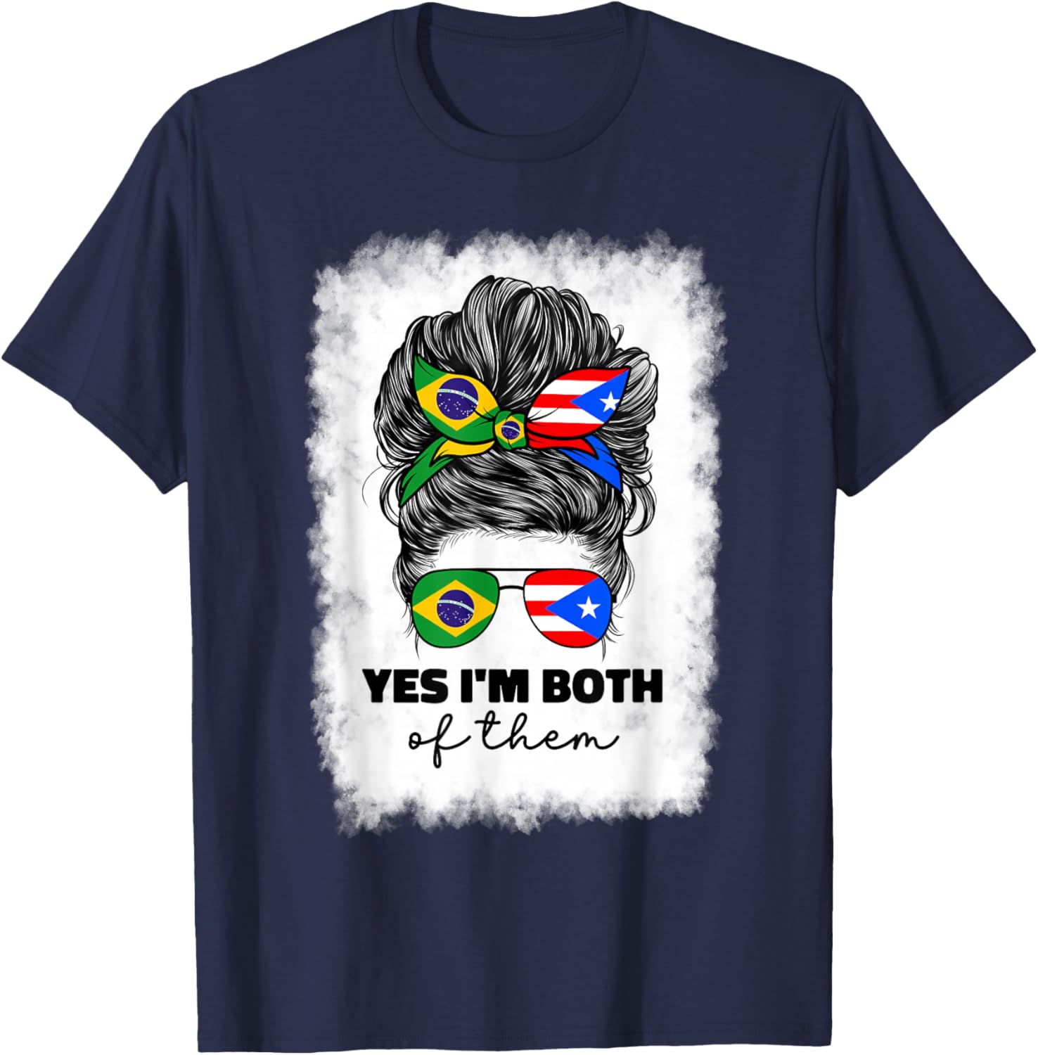 Half Brazilian And Puerto Rican Rico Brazil Flag Girl Women T-Shirt - T-Shirt | Navy