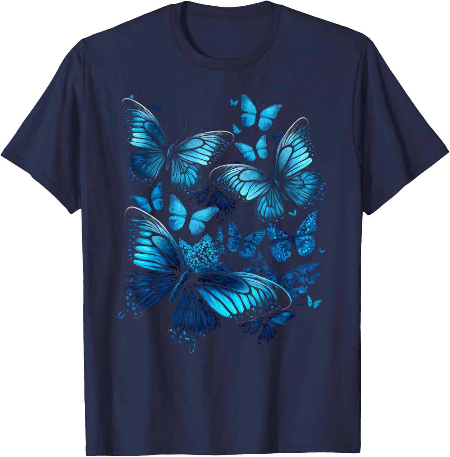 Beautiful Butterflies Summer Funny Graphic Butterfly Print T-Shirt - T-Shirt | Navy