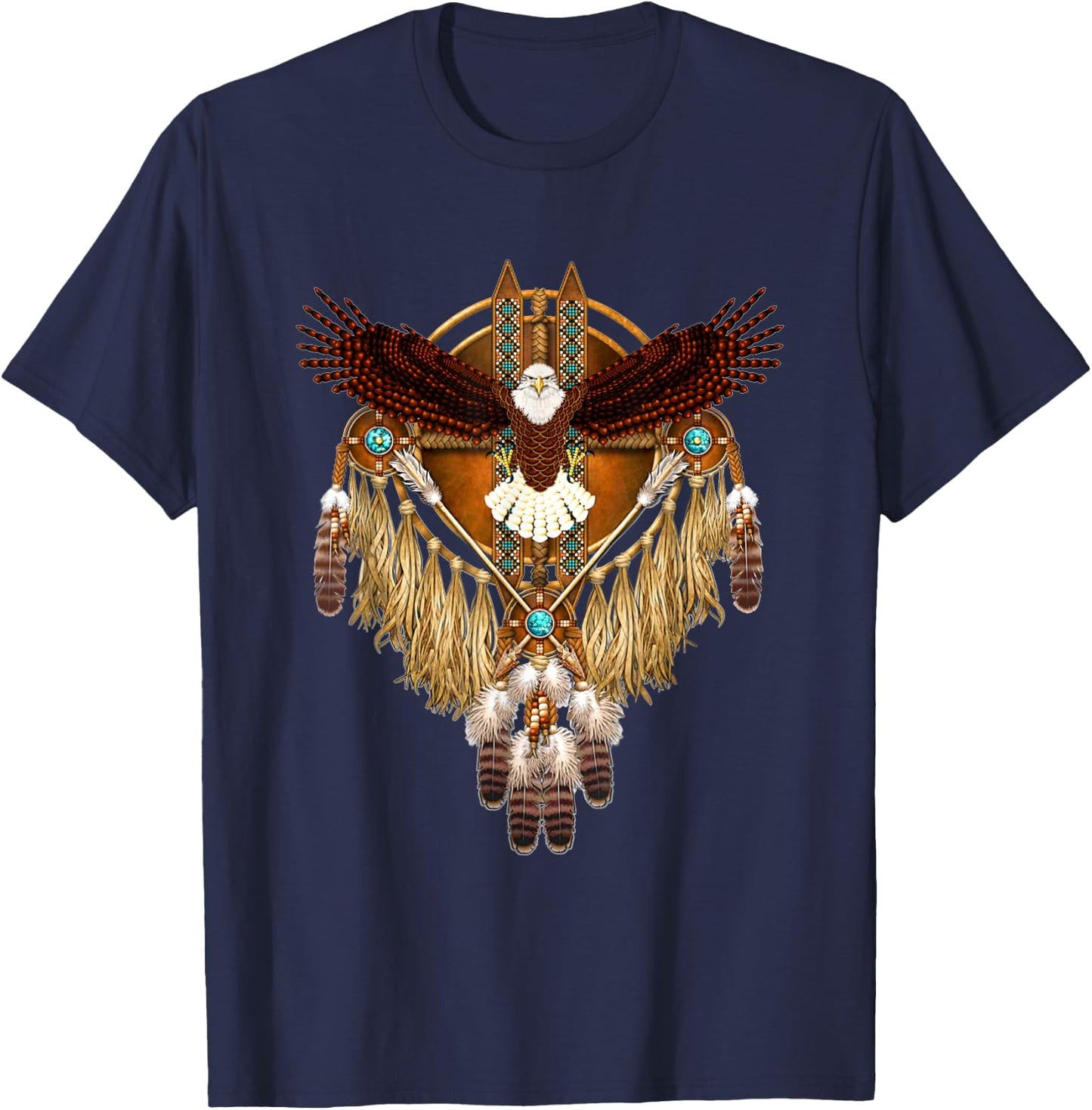Native Indian Mystic Eagle Totem Art Northwest Coast T-Shirt - T-Shirt | Navy