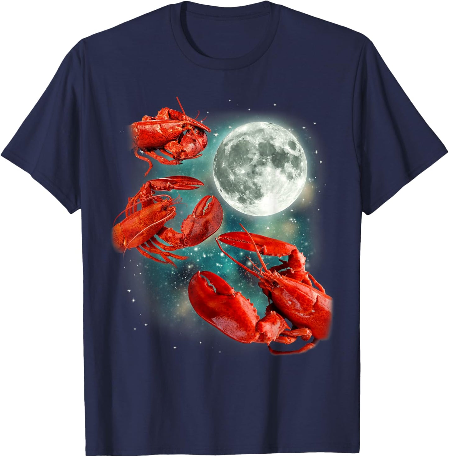 Three Lobster Moon | 3 Crustaceans Sea Lover Parody T-Shirt - T-Shirt | Navy