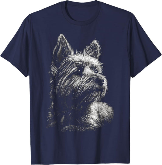 Cairn Terrier Dog , Black, S T-Shirt - T-Shirt | Navy