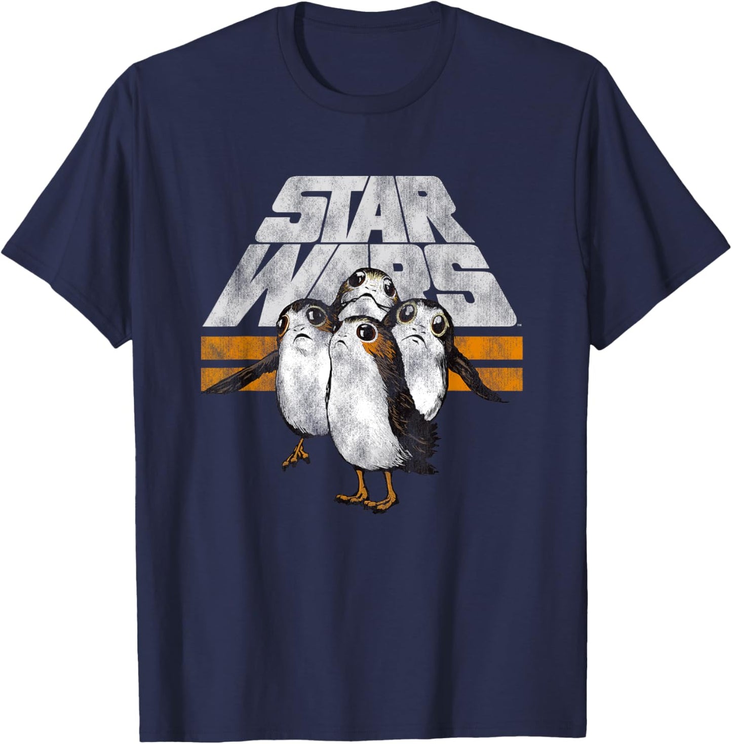 Star Wars The Last Jedi Porgs Distressed Logo T-Shirt - T-Shirt | Navy