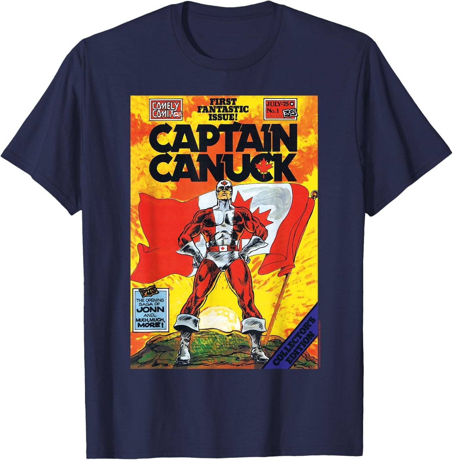 Classic Captain Canuck Issue #1 Cover T-Shirt - T-Shirt | Navy
