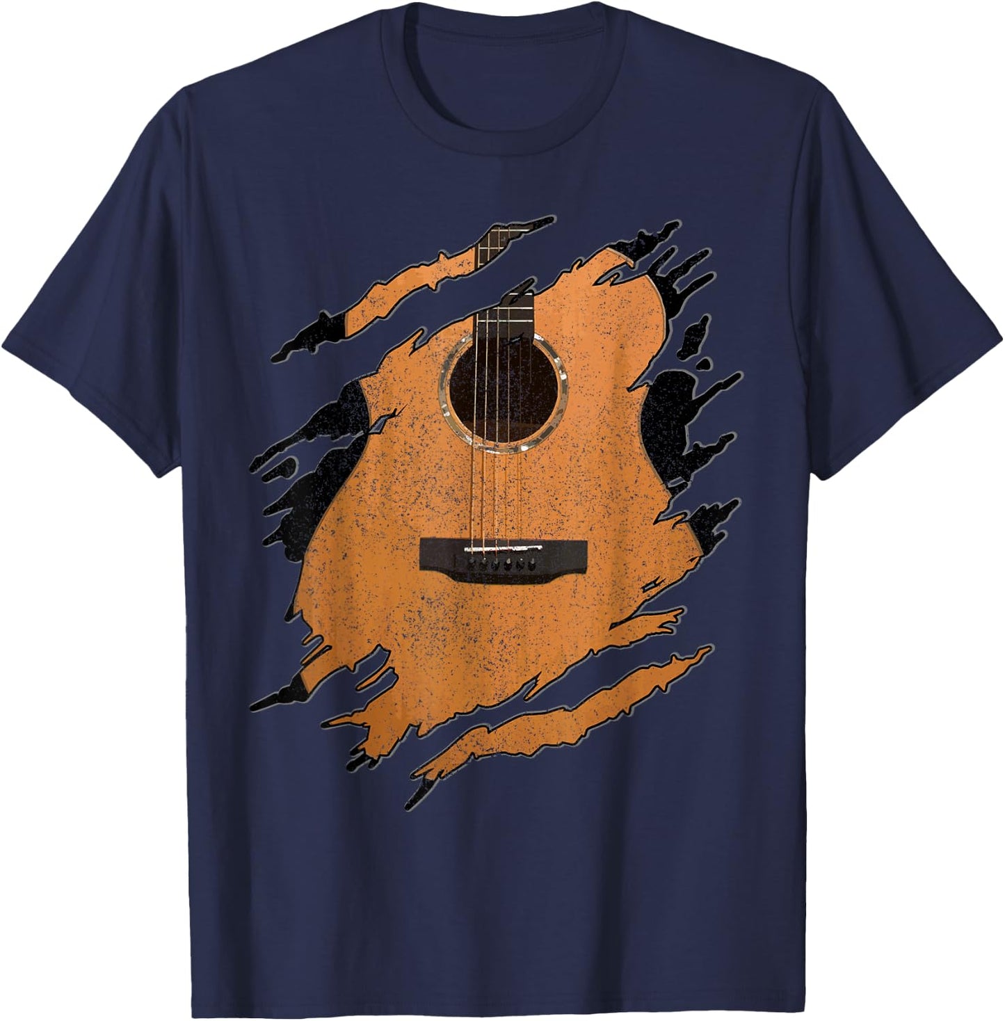 Guitar - Acoustic Music Guitarist Musician Gift T-Shirt - T-Shirt | Navy