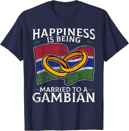 Gambian Marriage The Gambia Married Heritage Culture Flag T-Shirt - T-Shirt | Navy