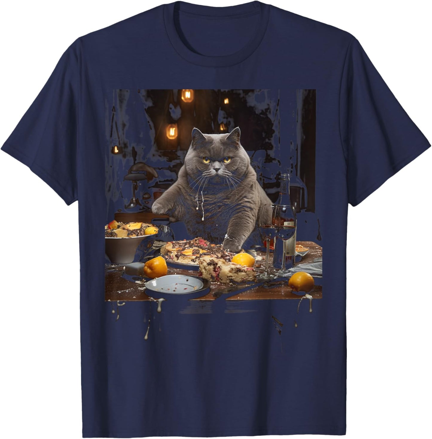 Chartreux Cat Eyes Kitty Kitten Cat Artwork Cat Face T-Shirt - T-Shirt | Navy