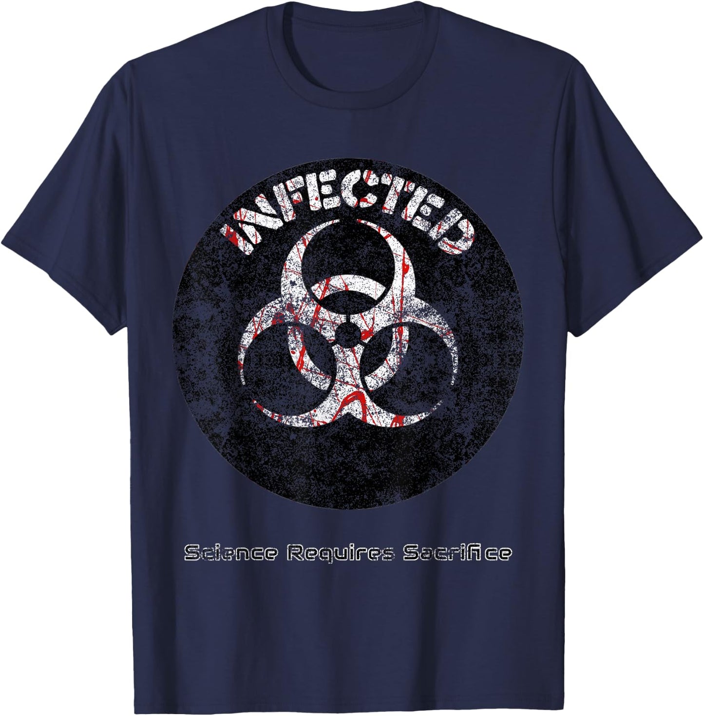 Infected Doomsday Halloween Zombie Biohazard Science party T-Shirt - T-Shirt | Navy