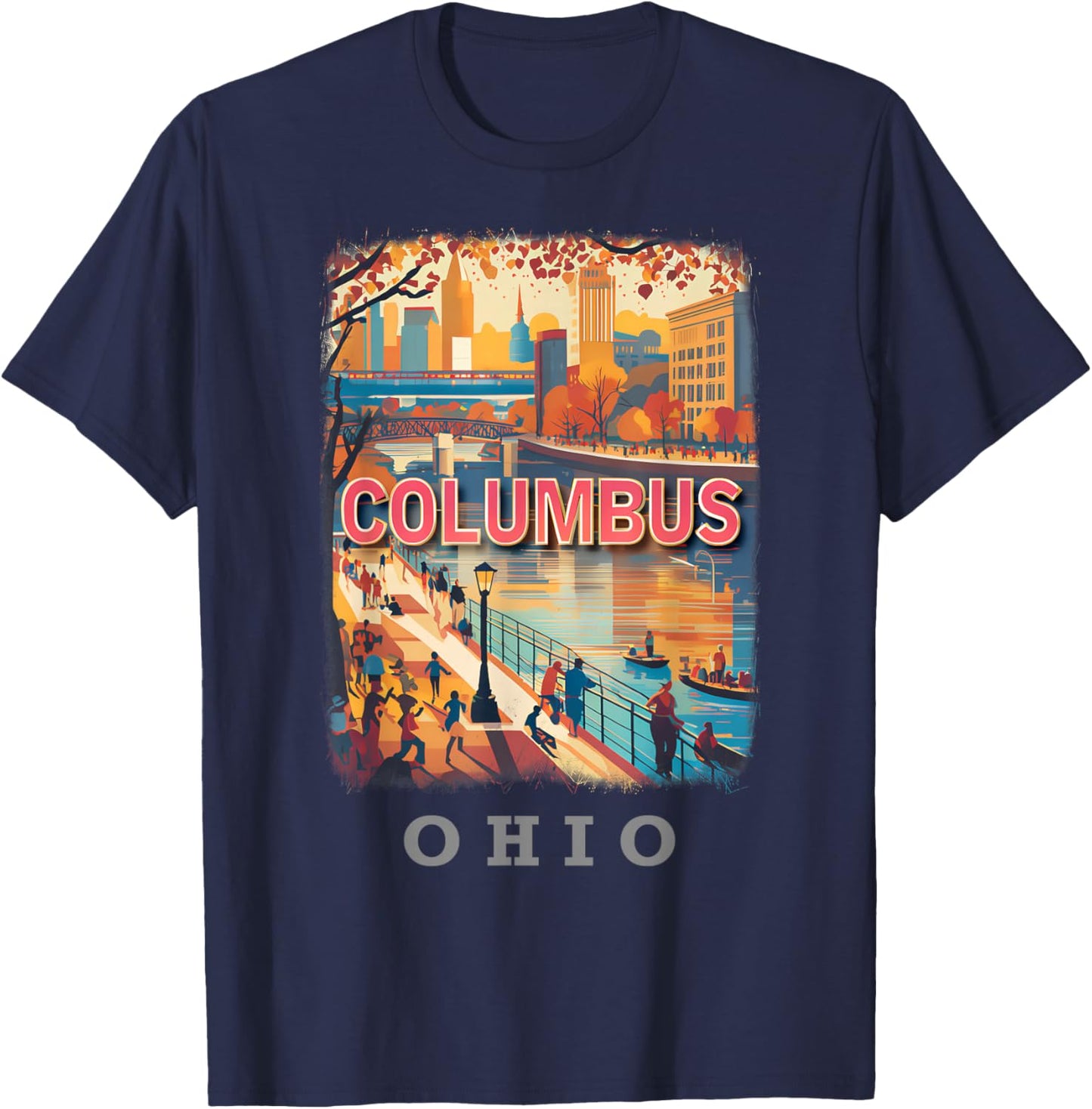Columbus Ohio OH Riverfront Vibrance SD272 T-Shirt - T-Shirt | Navy