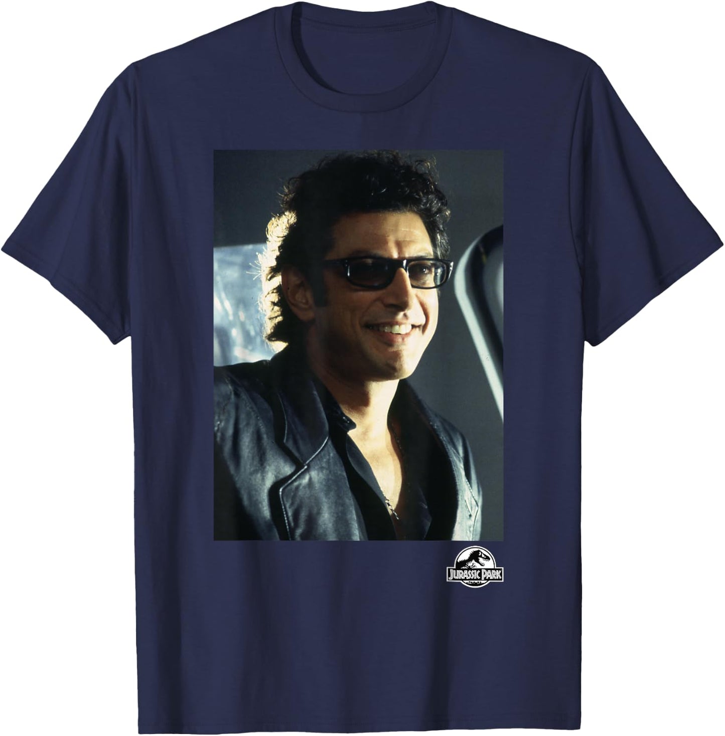 Jurassic Park Ian Malcom Deceptive Smile Photograph Poster T-Shirt - T-Shirt | Navy