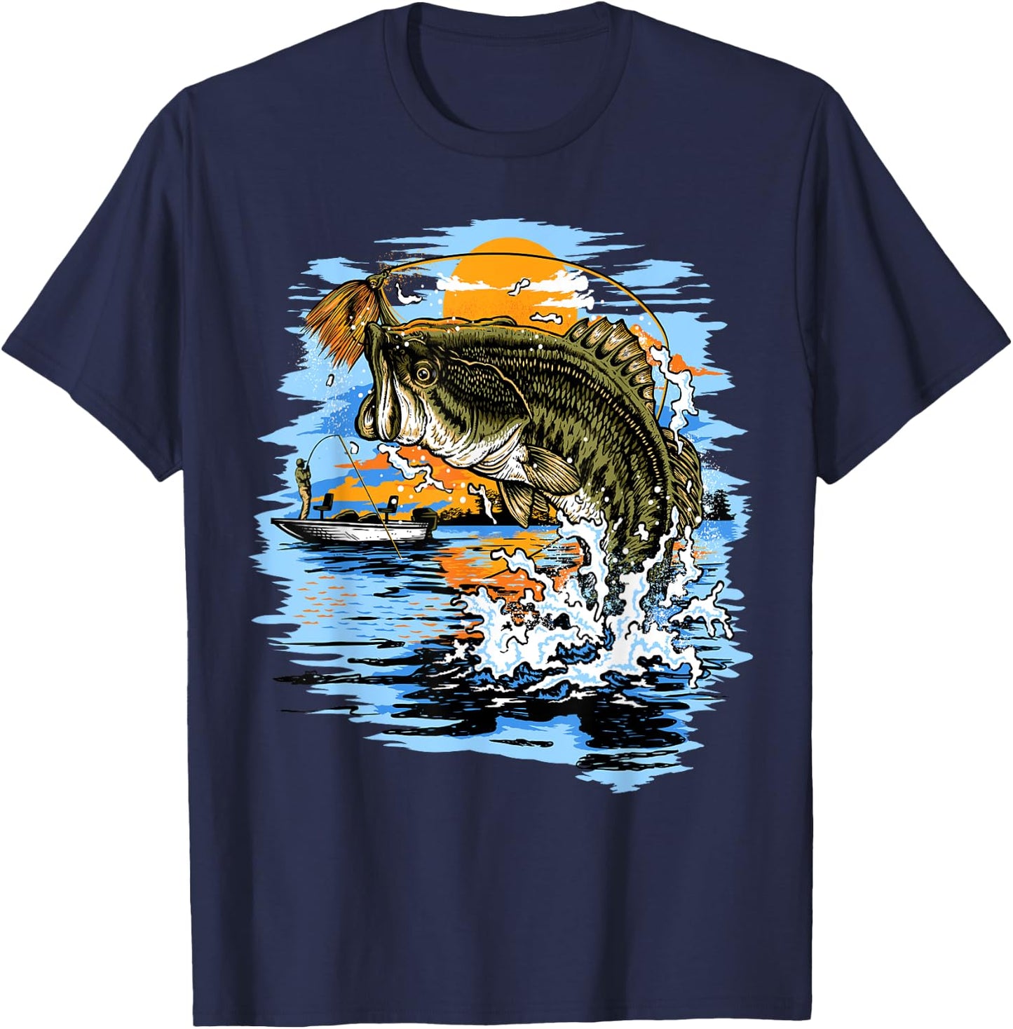 Large Mouth Bass Fishing T-Shirt - T-Shirt | Navy