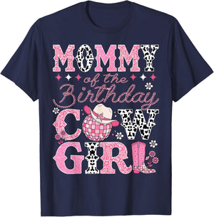 Mommy Of The Birthday CowGirl Rodeo Mommy Bday Party T-Shirt - T-Shirt | Navy