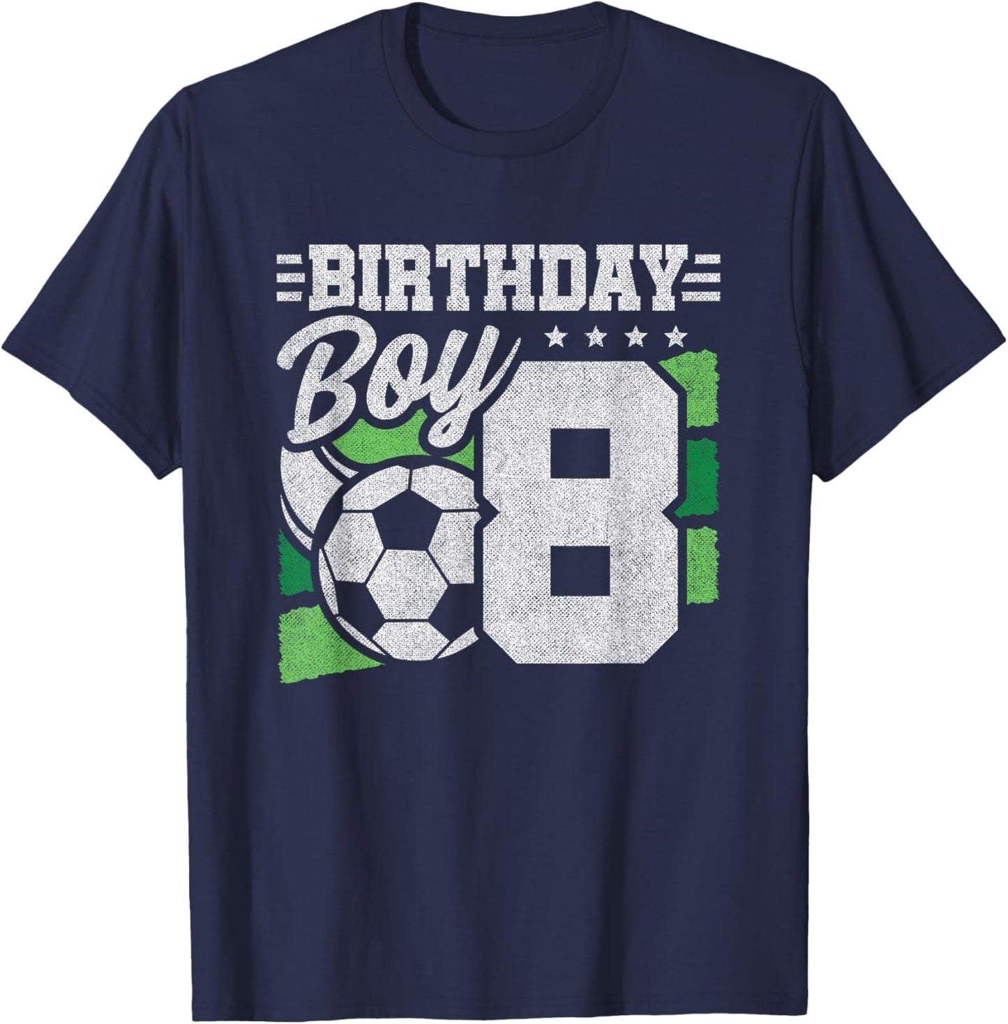 8 Year Old Soccer Birthday - Boys 8th Birthday Soccer T-Shirt - T-Shirt | Navy