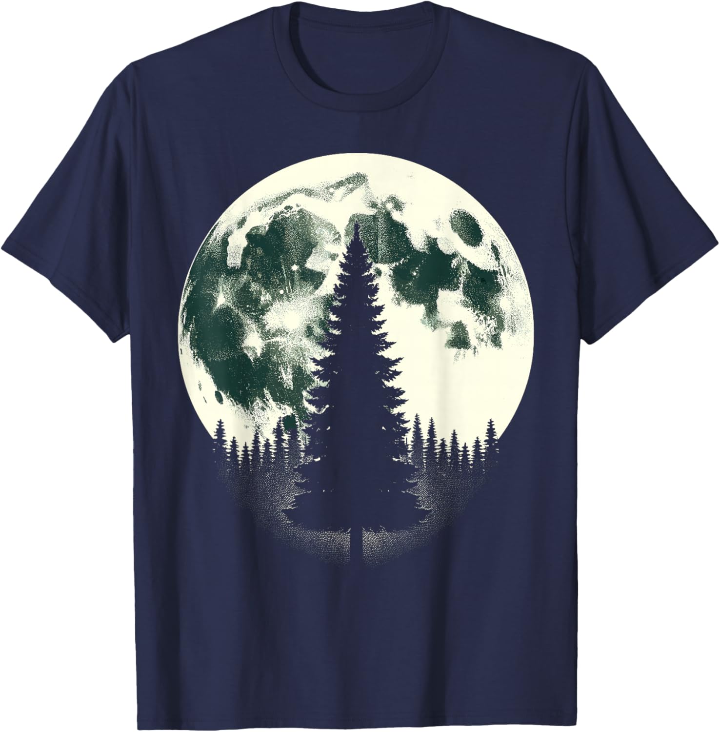 Moon Nature Forest Trees Outdoor T-Shirt - T-Shirt | Navy