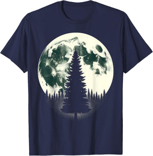 Moon Nature Forest Trees Outdoor T-Shirt - T-Shirt | Navy