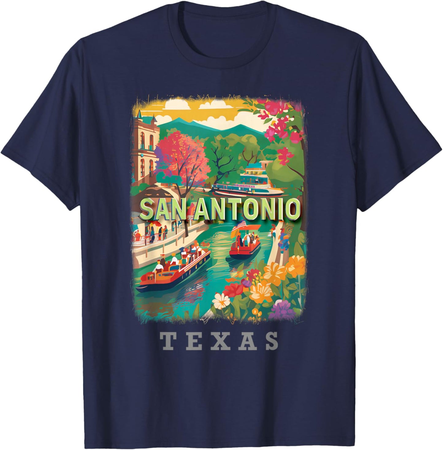 San Antonio Texas TX Riverwalk Delight SD789 T-Shirt - T-Shirt | Navy