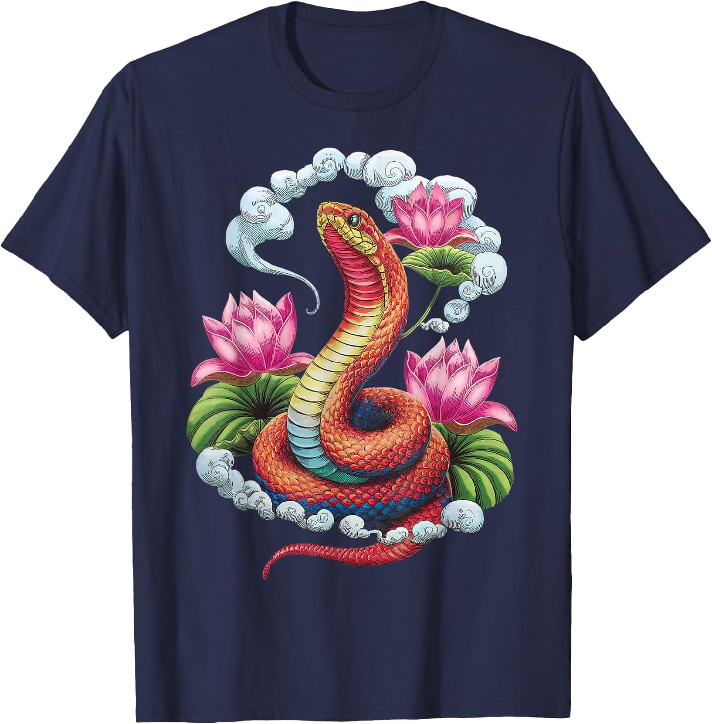 Year Of The Snake 2025 Cool Snake Graphic Art T-Shirt - T-Shirt | Navy