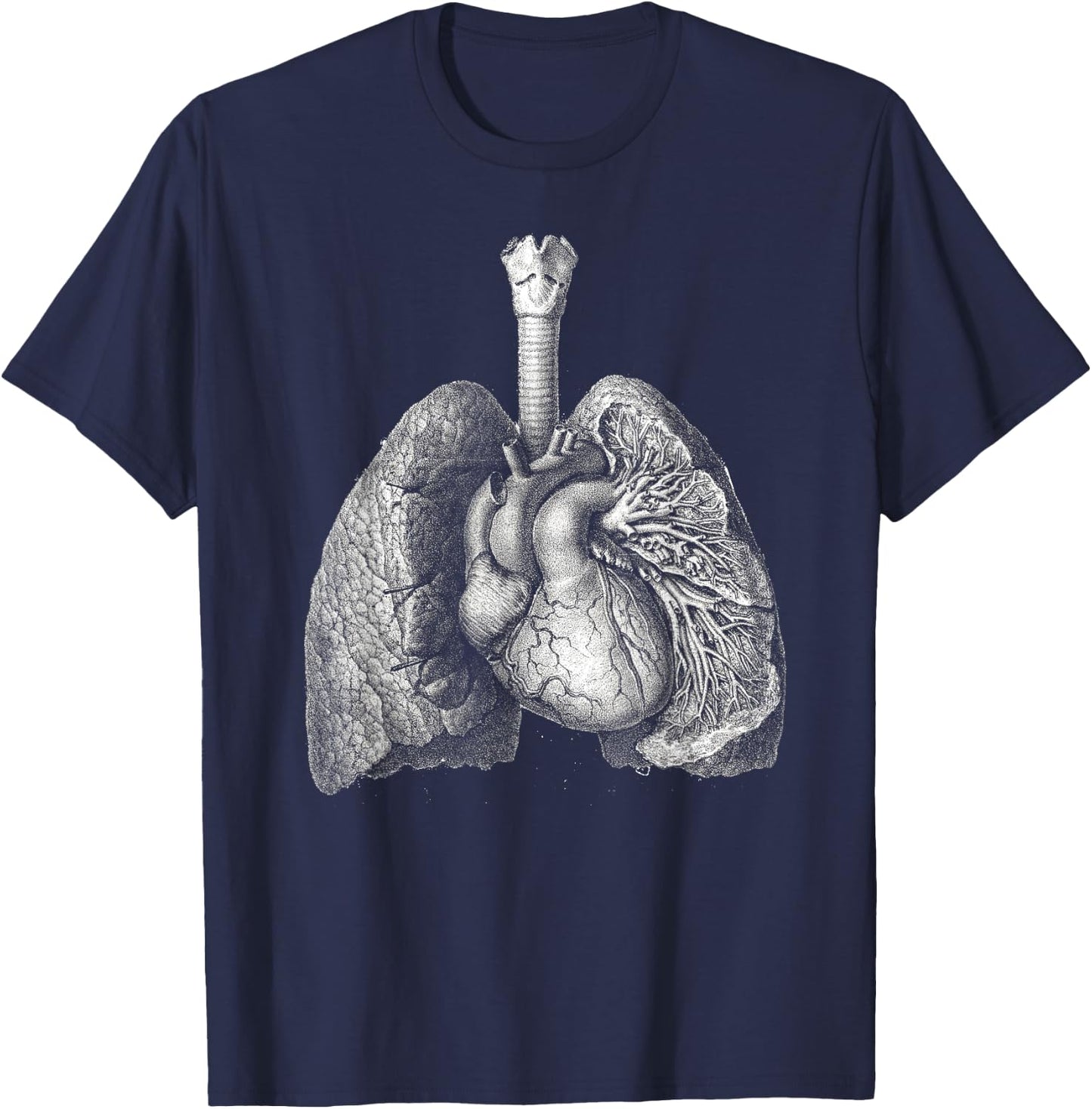 Human heart lungs Vintage medical anatomy Anatomical Lungs T-Shirt - T-Shirt | Navy