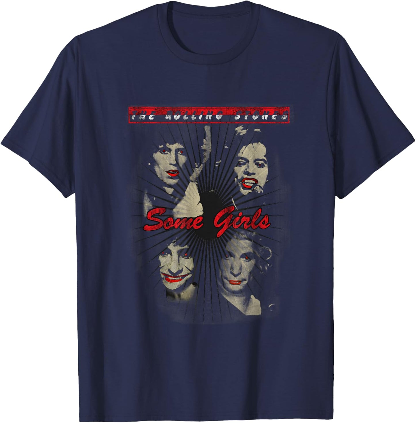 Rolling Stones Official Red Lipstick Some Girls T-Shirt - T-Shirt | Navy