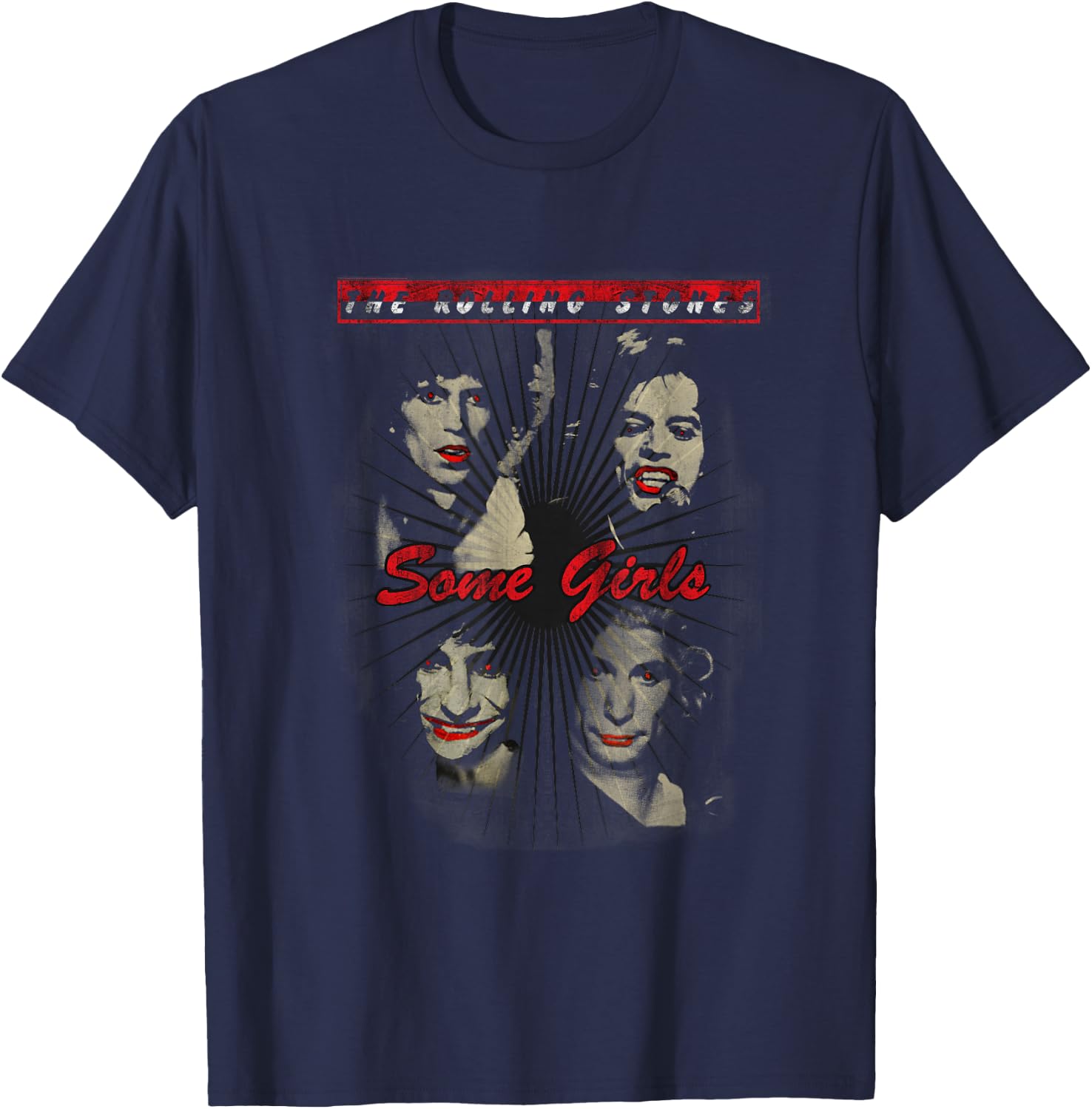 Rolling Stones Official Red Lipstick Some Girls T-Shirt - T-Shirt | Navy
