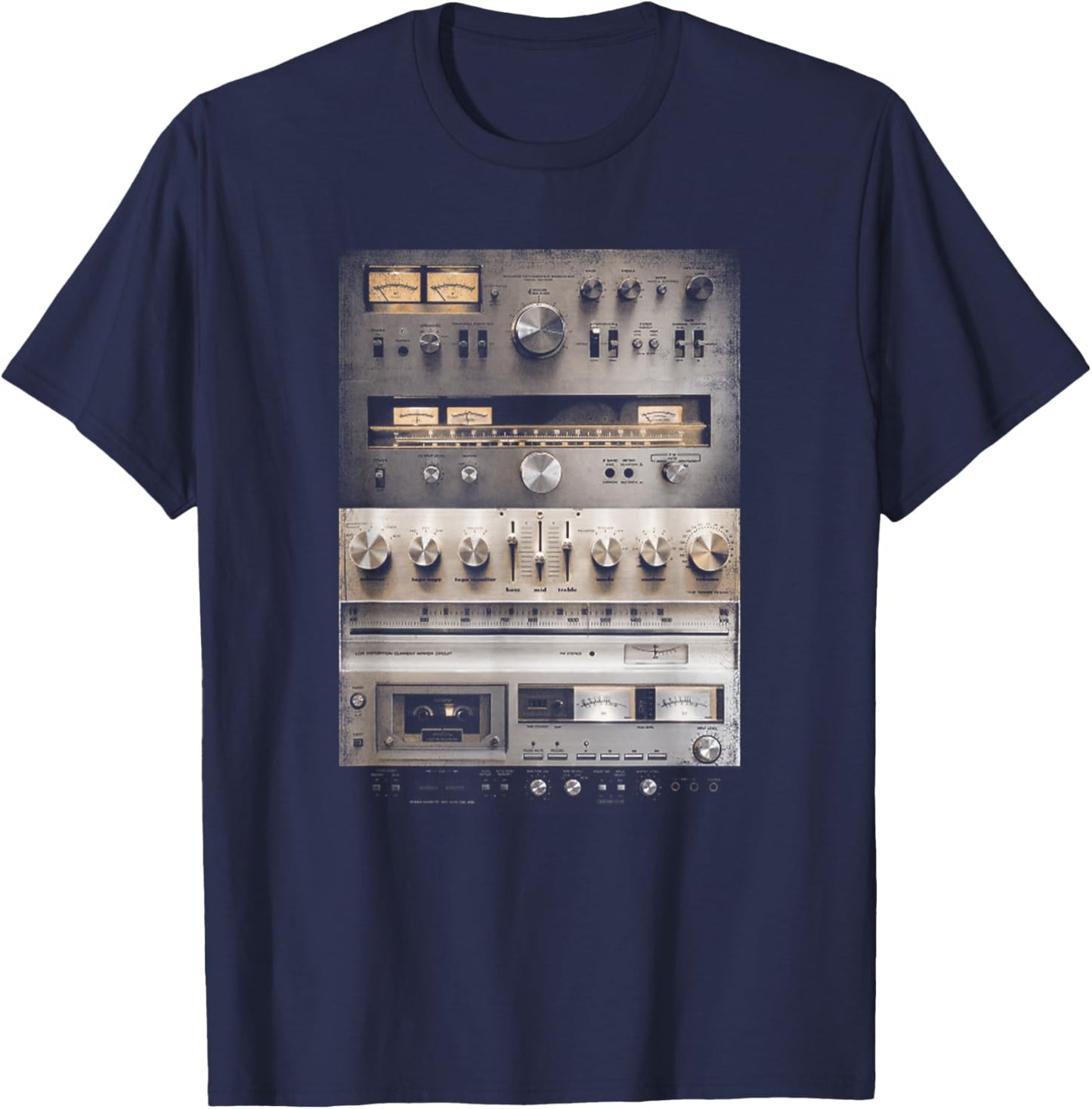 Setup Vintage Audio HiFi Sound System Mixed Media T-Shirt - T-Shirt | Navy