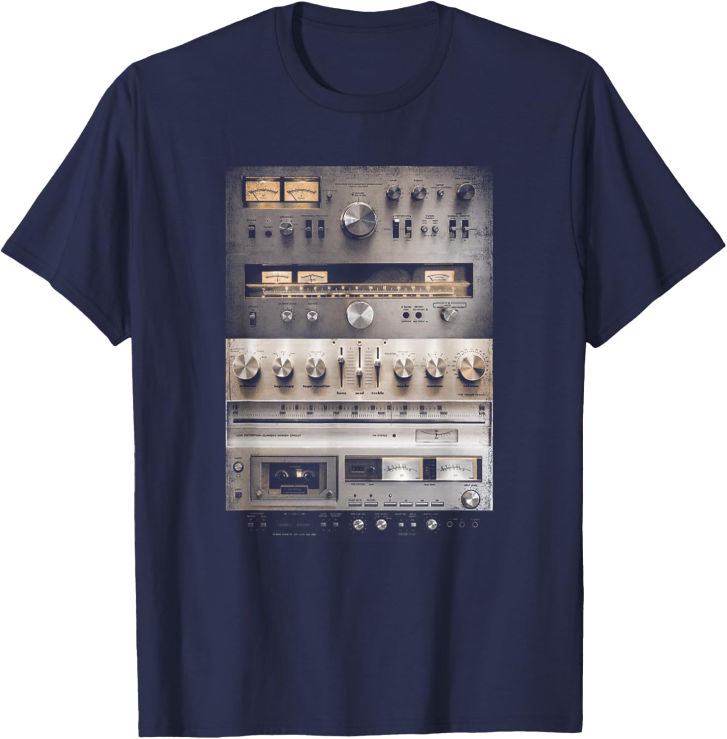 Setup Vintage Audio HiFi Sound System Mixed Media T-Shirt - T-Shirt | Navy