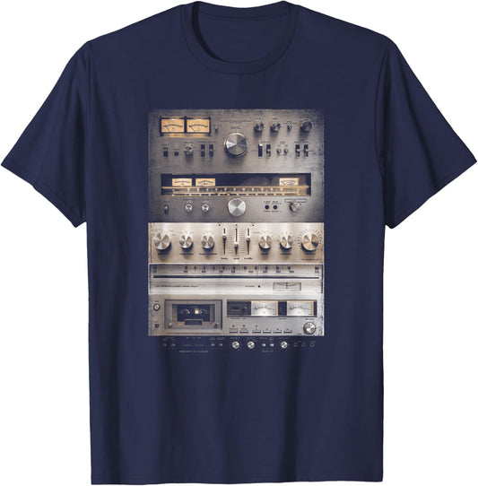 Setup Vintage Audio HiFi Sound System Mixed Media T-Shirt - T-Shirt | Navy