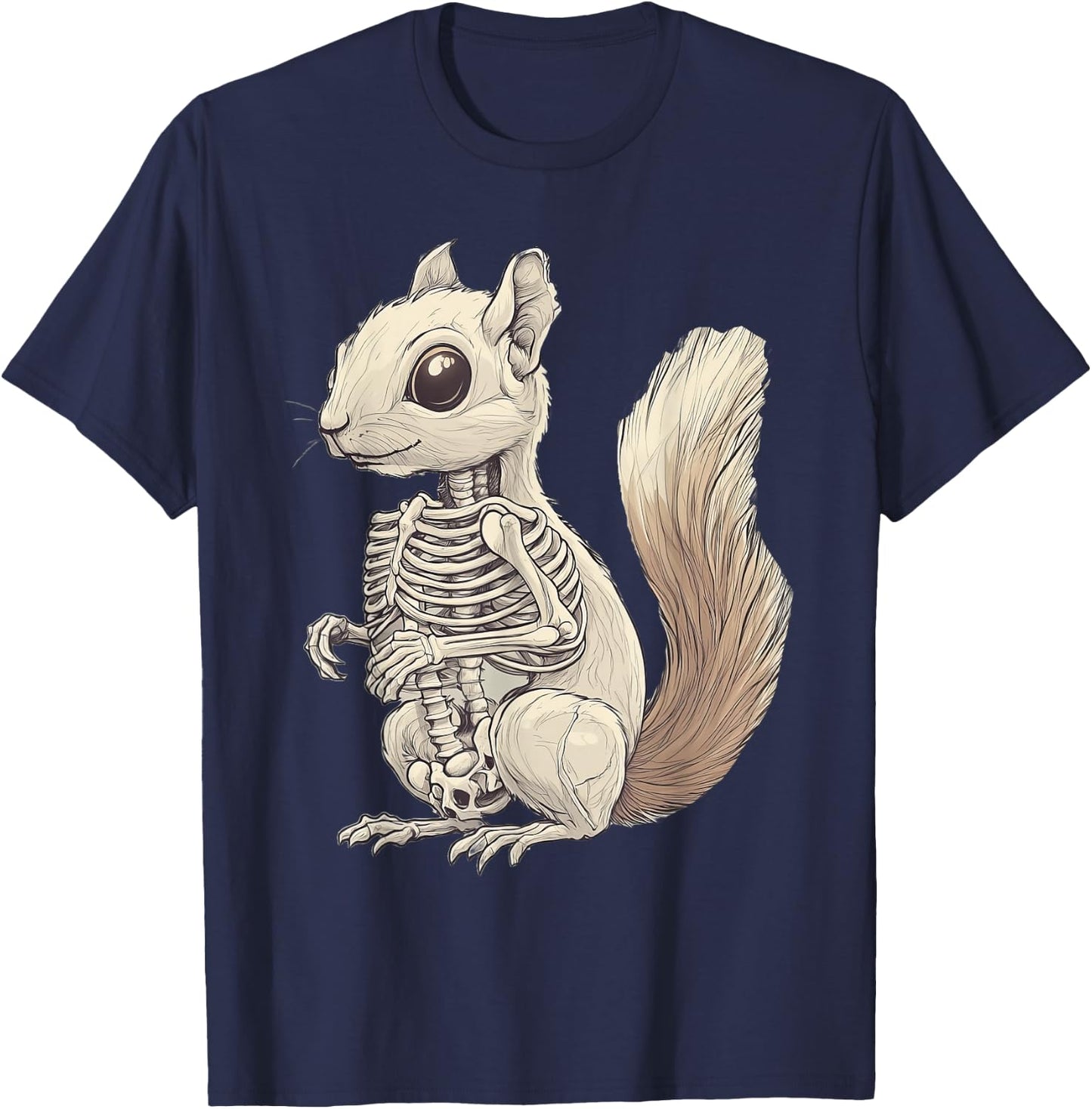 Squirrel Skeleton Halloween T-Shirt - T-Shirt | Navy