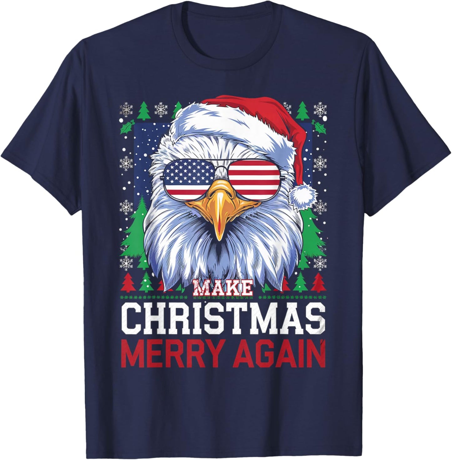 Funny Eagle Make Christmas Great Again Ugly T-Shirt - T-Shirt | Navy