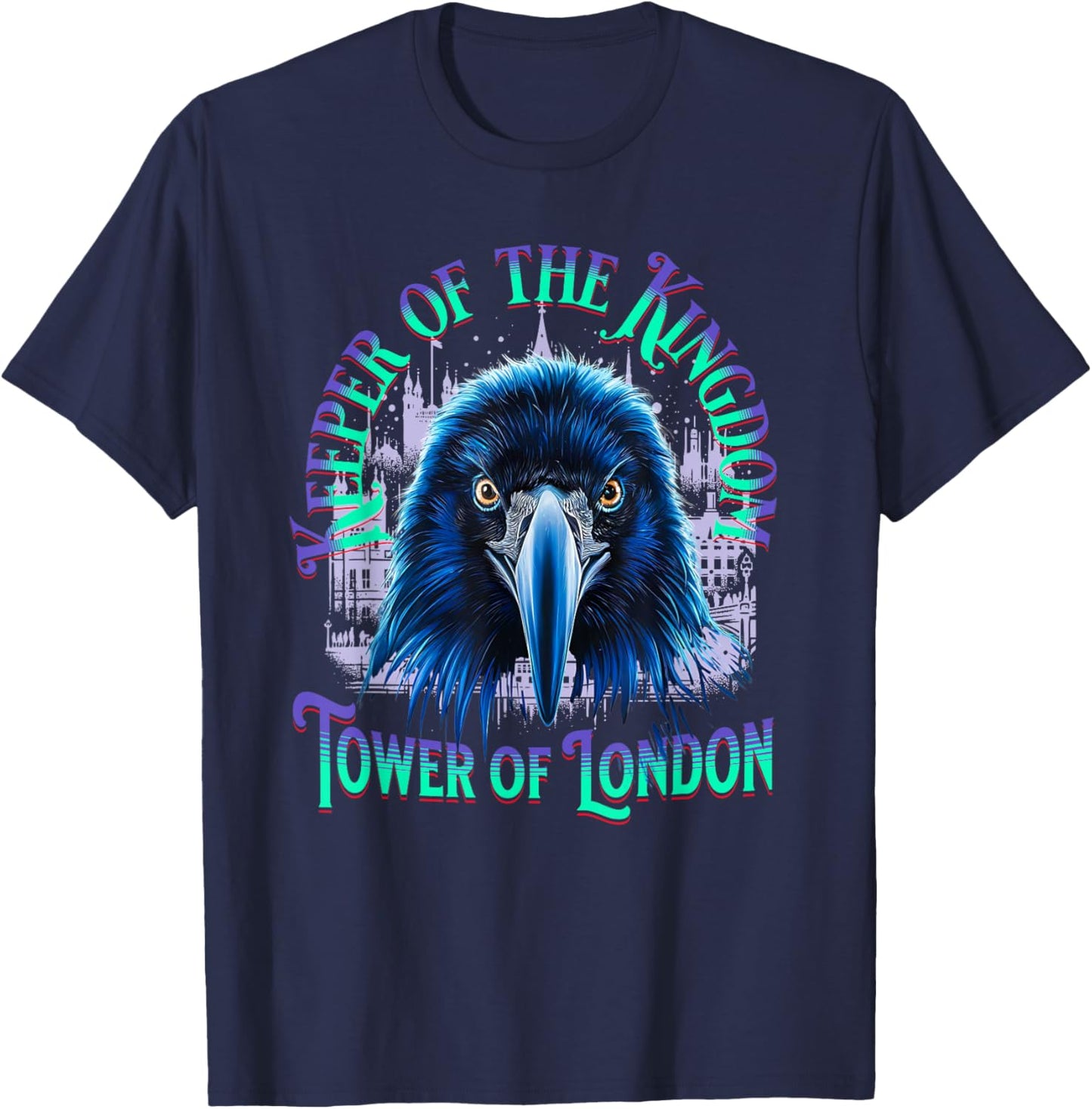 Raven of the Tower of London s Unique Towers s Raven Head T-Shirt - T-Shirt | Navy
