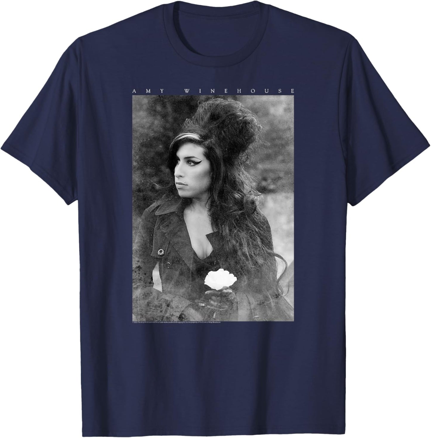 Amy Winehouse Vintage Tribute - Jazz Soul Music Present , Blue, S T-Shirt - T-Shirt | Navy