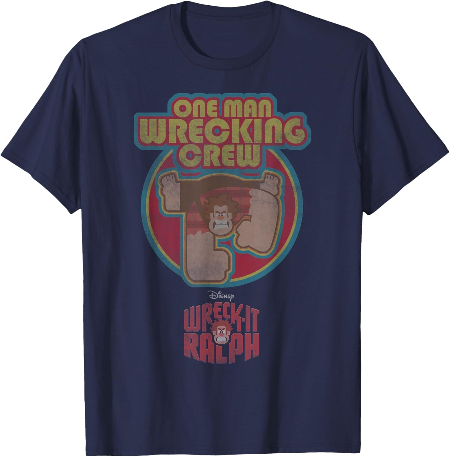 Disney Wreck-It Ralph One Man Wrecking Crew Distressed T-Shirt - T-Shirt | Navy