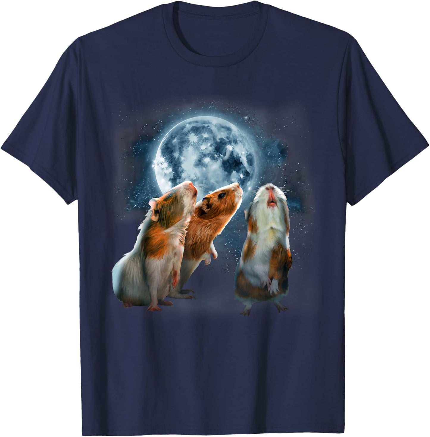 Guinea Pigs Howling at the Moon Shirt - Funny Guinea Pig T-Shirt - T-Shirt | Navy