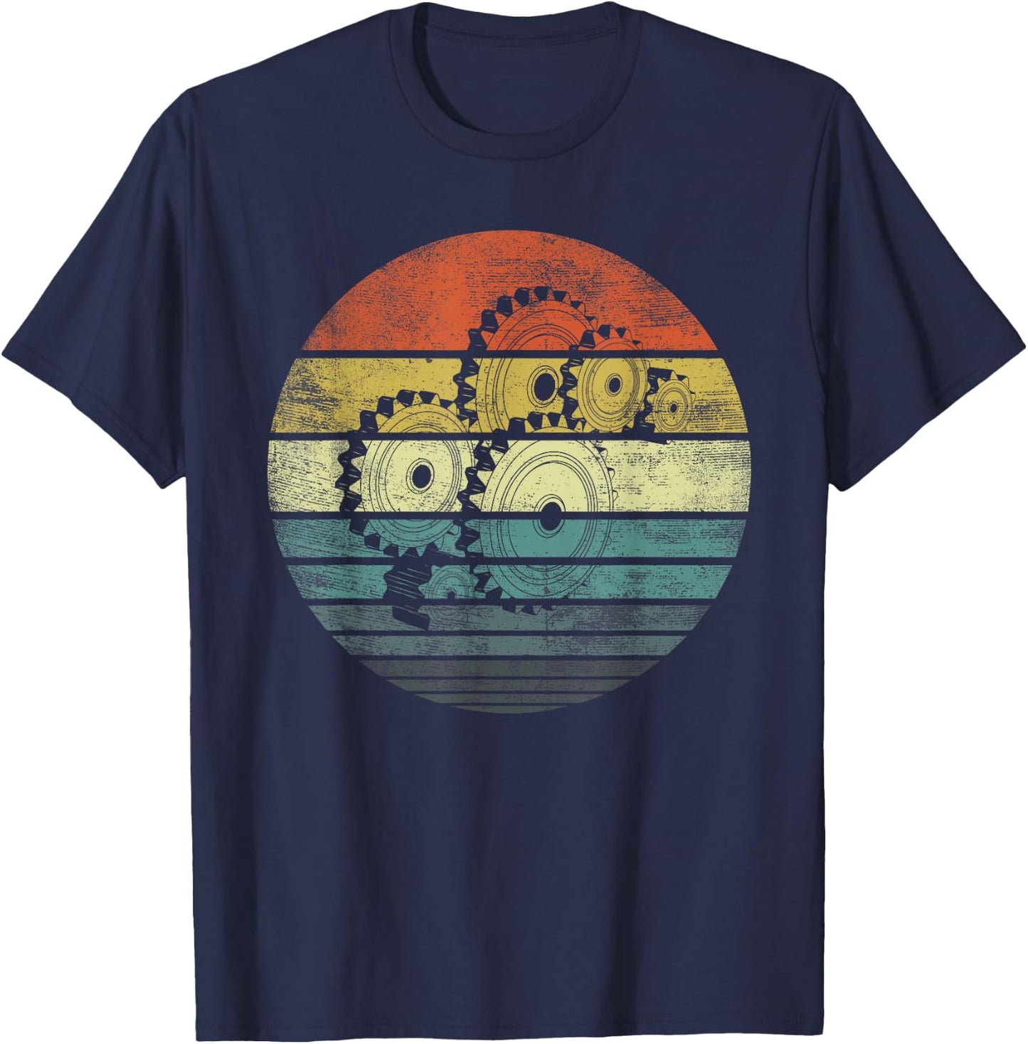 Mechanical Engineer Gifts Funny Retro Cogs Engineering Gear T-Shirt - T-Shirt | Navy