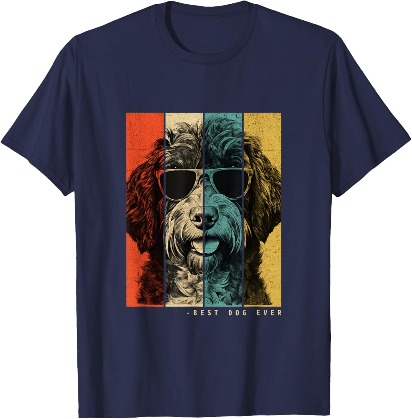 Vintage Bordoodle Dog Mom Dad Kids Men Women T-Shirt - T-Shirt | Navy