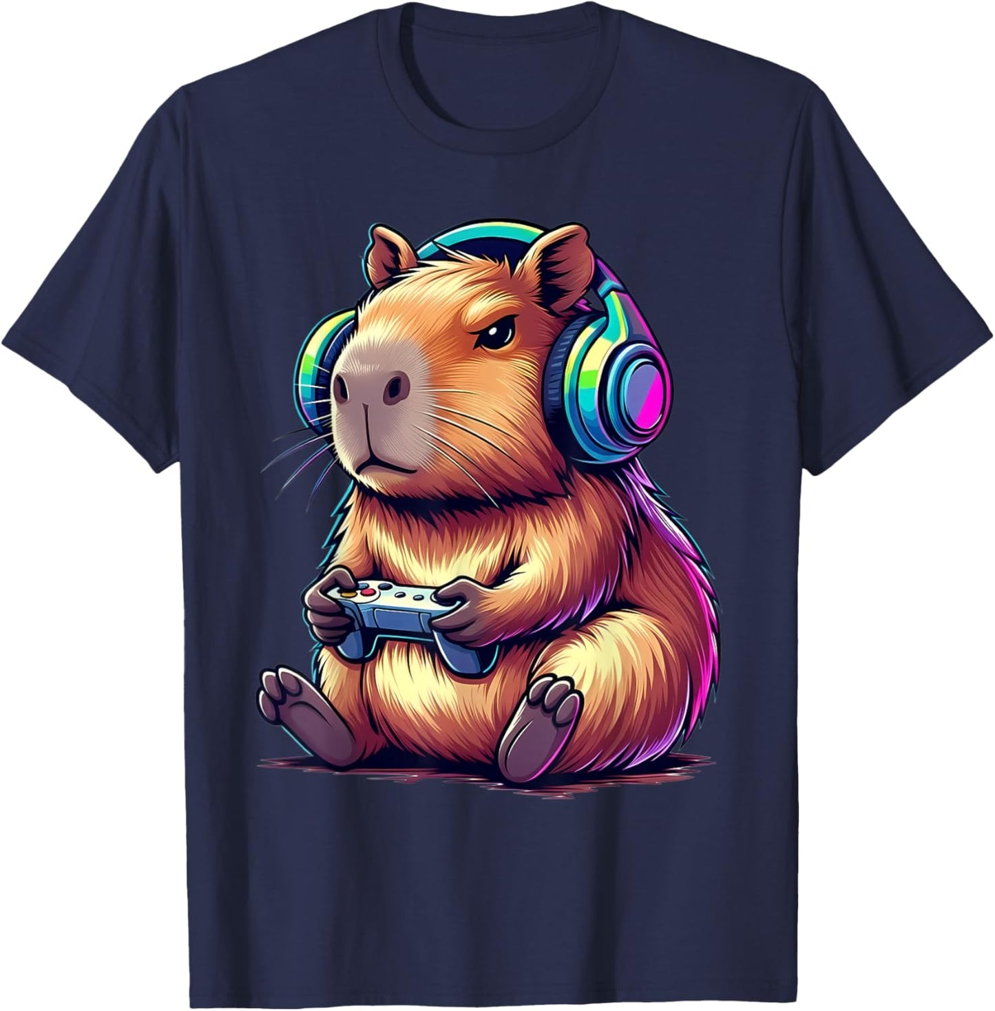Lustiges Capybara Gamer süßes Videospiel Capybara Tierdesign T-Shirt - T-Shirt | Navy