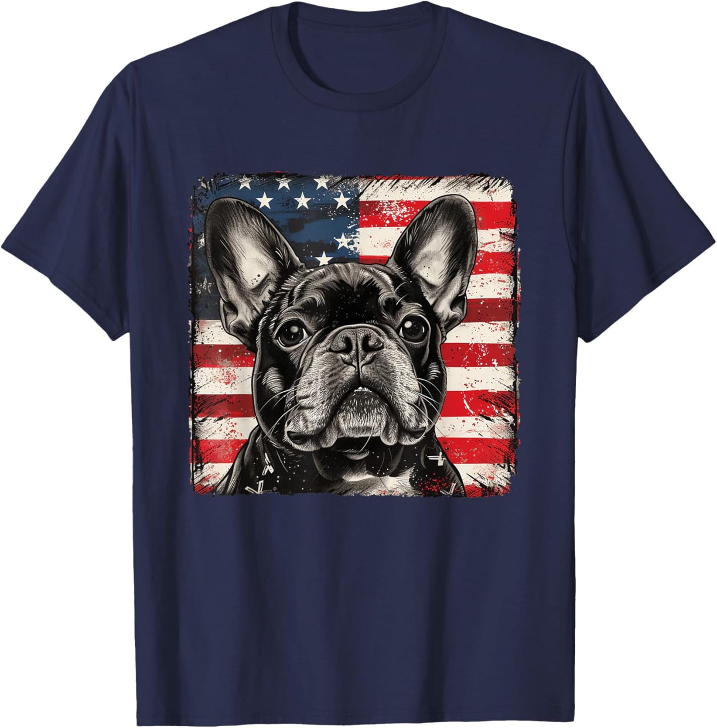 Frenchie Dog Patriotic 4th of July Gift Men Women Kids T-Shirt - T-Shirt | Navy