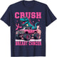 Crush Breast Cancer Awareness Pink Monster Truck Women Mom T-Shirt - T-Shirt | Navy