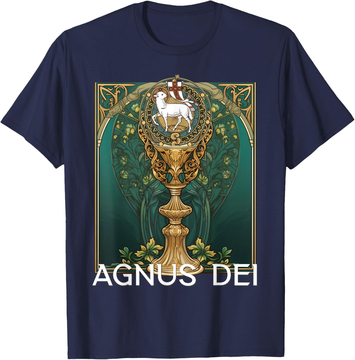 Agnus Dei Sanctus Traditional Latin Mass Catholic T-Shirt - T-Shirt | Navy