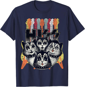 Hiss Funny Cats Kittens Parody Rock Rockin vintage retro cat Women T-Shirt - T-Shirt | Navy